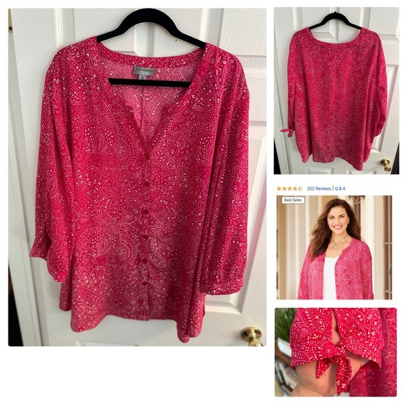 Catherine’s Georgette Buttonfront Tie Sleeve Cafe Blouse. BUNDLE! - Picture 3 of 7